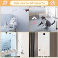 Jouet interactif amusant pour chat avec plume, clochette et ventouse, 85 cm, couleurs assorties