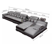 Sofá Europeo de Lujo de 7 Plazas para Sala de Estar, Moderno, con Música, Carga USB Inalámbrica, Masaje Inteligente y Tapicería de Cuero de Alta Calidad