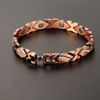 Bracelets en cuivre pour femmes, best-seller, 99,99% cuivre pur, énergie, zircon, aimant, bracelet fait main, taille réglable