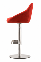 Tabouret de bar moderne en tissu rouge réglable avec base pivotante en acier inoxydable pour cuisine et café