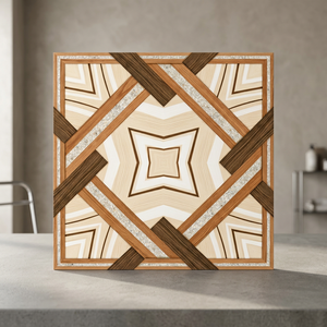 Carreaux de sol en céramique émaillée numérique effet bois 400x400mm, porcelaine, salle de bain, salon, intérieur - Product Image 2