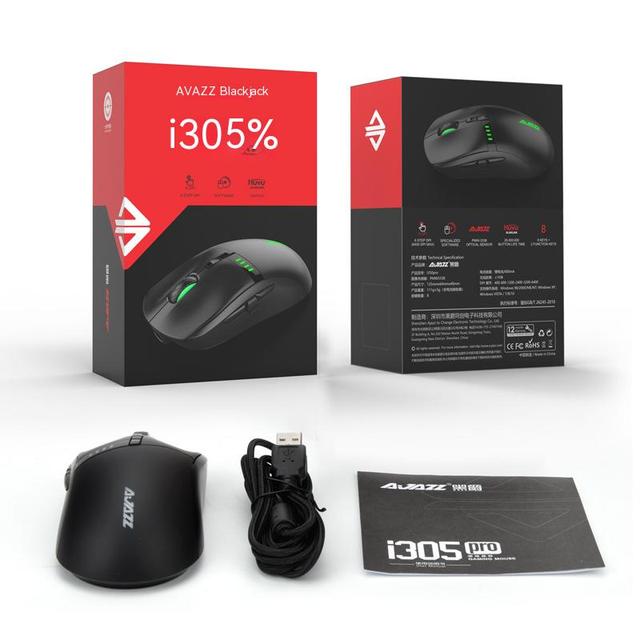 Ajazz I305PRO 8-Keys RGB Gaming Mouse Ergonomic Programmable 2.4G Charging Wireless Technology USB Light Emitting Driver