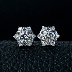 Classic 925 Silver Cultivated Diamond <b>Earrings</b> Gold & Rhodium Plated Gift for Women's <b>Fine</b> Jewelry - Product Image 4
