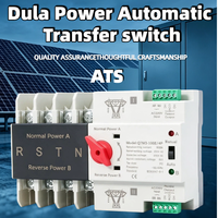 Commutateur de transfert automatique double alimentation 4P 4 pôles 3 phases 63A 100A AC 110V/220V Rail DIN Mini ATS Commutateurs de transfert automatique