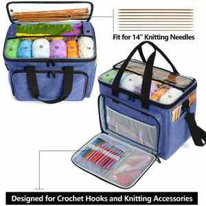 Bolsa Grande para Tejer, Organizador de Hilos, Bolsa de Transporte Portátil para Ganchillo, Bolsas para Hilos para Tejer en Movimiento, para Agujas de Tejer - Product Image 4