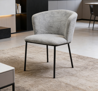Chaise de salle à manger en tissu velours gris, design minimaliste moderne, légère et durable, pour la maison, l'appartement, l'hôtel