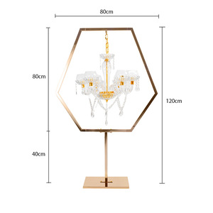 <span class=keywords><strong>Candelabro</strong></span> Esagonale in Ferro Dorato Fatto a Mano, Centrotavola Alto per Matrimoni con <span class=keywords><strong>Lampadario</strong></span> in Cristallo - Product Image 5