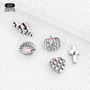 Clous d'oreilles en Titane F136, motifs Cœur, Croix, Citrouille, Coquille, Têtes de remplacement pour piercing au cartilage, Accessoires de mode - Product Image 3