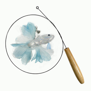 Pet Cat Teaser Spielzeug Fisch feder Stretch Angelrute mit Saugnapf Spiel zubehör Ersatz Cat Wand Interactive Toys Haustiere - Product Image 2