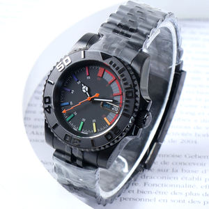 Montre automatique mécanique NO LOGO Design NH36 Sub avec cadran arc-en-ciel, mouvement en cristal de saphir, étanche 10 bars, acier noir. - Product Image 3