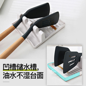 Supports à cuillères et pinces de cuisine en plastique avec plateau de drainage pour cuillères, louches, baguettes et rangement de couvercles - Product Image 2