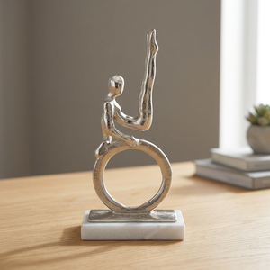 Jaffs Exports Modern Silver Aluminium <b>Figurative</b> Sculpture Handmade Artistic Tabletop Decor Eco-Friendly Durable 3-Piece Set - Product Image 2