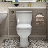 Ensemble WC moderne économique à double chasse avec cuvette de toilettes à siphon, lavabo en céramique à siphon en S, ensemble deux pièces