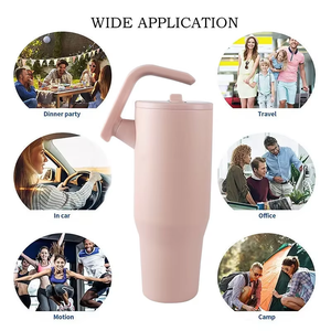 Gobelet isotherme de voyage pour voiture en acier inoxydable 304 à double paroi, avec logo personnalisé, isolation thermique 6-12H et paille – Vente en gros - Product Image 5