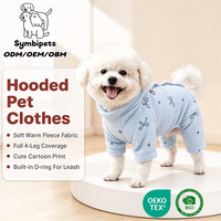 Pakaian Anjing Korea Grosir, Piyama Anjing Fleece dengan Cincin Tali D, Pakaian untuk Kucing Teacup dan Hewan Peliharaan Kecil, Set Pakaian Musim Dingin