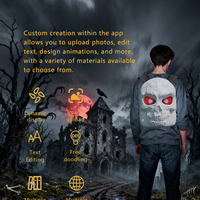 Nouveau design Sac à dos LED en forme de squelette 3D unisexe Sac à dos pour ordinateur portable LED pour Halloween Sac à dos cool avec crâne Yeux animés Sacs LED