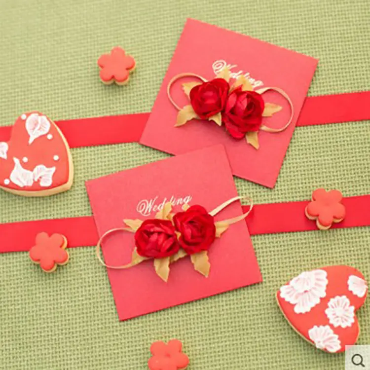 Disegni personalizzati eleganti di lusso invito a nozze compleanno carta rossa biglietti d'auguri