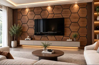 Panneaux acoustiques en MDF à motifs géométriques, fibres de polyester, films PVC basiques en bois, panneaux muraux pour la décoration des murs et plafonds intérieurs