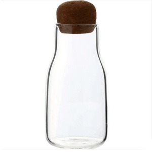Tarro de vidrio con tapa de corcho, forma cilíndrica, para refrigerios, uso doméstico, tamaño M, transparente e incoloro - Product Image 5