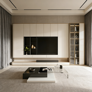 Mobile TV BALOM su Misura, Elegante e Moderno in Legno con Ripiani Regolabili, Unità da Parete di Alta Gamma per Soggiorno, Supporto TV di Lusso - Product Image 3