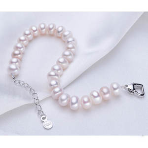 Di modo reale naturale di acqua dolce bianco <span class=keywords><strong>rosa</strong></span> viola e <span class=keywords><strong>perle</strong></span> a più fatti a mano braccialetto di fascino del cuore fibbia delle donne - Product Image 4