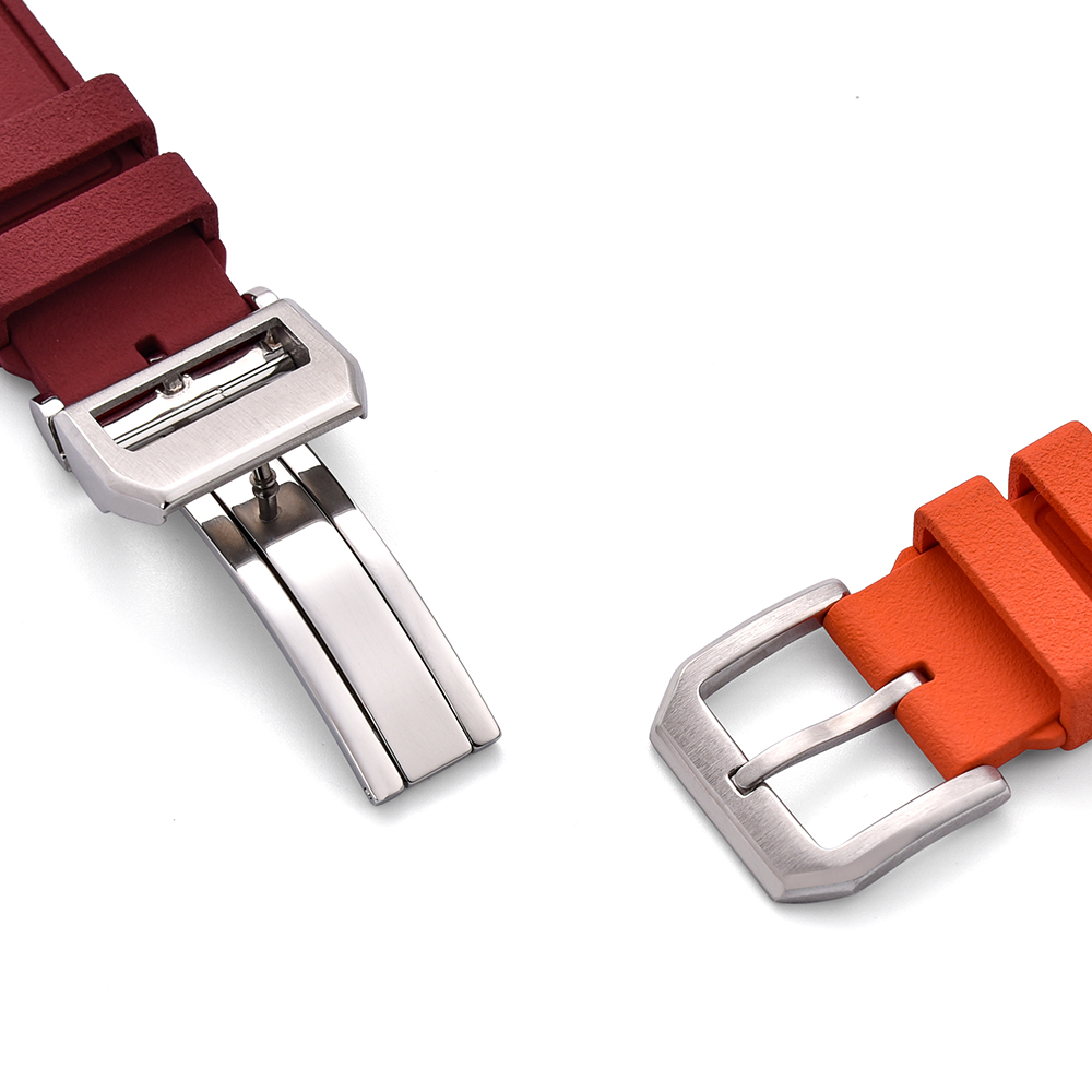 fkm rubber watch strap with deployment clasp