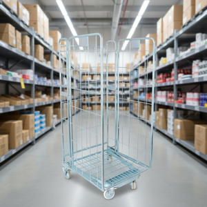 मजबूत स्टील टू-साइड रोल पिंजरे रैक गर्म-डुबकी गैल्वेनाइज्ड फिनिश स्टैकेबल डिजाइन सुरक्षित कपड़े भंडारण गोदाम के लिए - Product Image 1