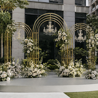 Arche de mariage en acier inoxydable doré de luxe, support de décoration pour toile de fond, ensemble de 3 pièces pour cérémonie, événement, fête