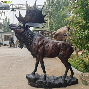 Estatua de <span class=keywords><strong>Alce</strong></span> de Bronce de <span class=keywords><strong>Tamaño</strong></span> <span class=keywords><strong>Real</strong></span>, Escultura de Animal Salvaje para Exteriores, Pose Caminando, Astas Palmadas, Hecha a Mano para Jardín, Parque, Villa - Product Image 2