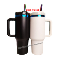 Vente en gros en vrac Gobelet en acier inoxydable à base plaquée miroir gravé au laser de 40 oz 40 oz avec poignée et paille