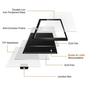 Ip67 étanche 10 ans de garantie panneau <span class=keywords><strong>solaire</strong></span> mono rigide en verre 150w 200w 250w 300w pour balcons, camping-cars, sacs à dos et tentes proches - Product Image 4
