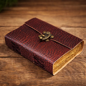 Premium Crocodile Texture Leather Journal Embossed Handmade <b>Notebook</b>, Deckle Edge Paper Grimoire, Vintage <b>Diary</b> - Product Image 2