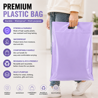 Sac de courses en plastique violet brillant avec poignée découpée, imperméable, durable, réutilisable pour vêtements, cosmétiques, cadeaux, emballage de détail