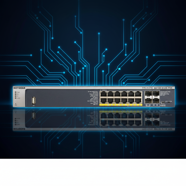 M4100-D12G-POE+ (GSM5212P) - ProSAFE Gigabit L2+ Managed Switch 4 Shared SFP, 2 Ports PoE+ in and 10 Ports PoE+ Out