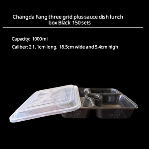 Emballage alimentaire assiettes jetables au micro-ondes <span class=keywords><strong>3</strong></span> <span class=keywords><strong>compartiments</strong></span> PP conteneur alimentaire <span class=keywords><strong>avec</strong></span> <span class=keywords><strong>couvercle</strong></span> transparent noir boîte d'emballage alimentaire à emporter - Product Image 4