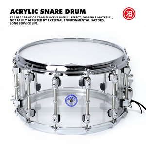 Beatello Caisse Claire Transparente <span class=keywords><strong>de</strong></span> Haute Qualité 14" X 7.8" en Acrylique, <span class=keywords><strong>Instrument</strong></span> <span class=keywords><strong>de</strong></span> <span class=keywords><strong>Musique</strong></span> Professionnel Adapté aux Batteries - Product Image 2