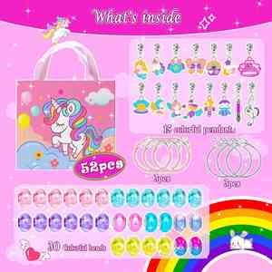 Premium DIY Girls Colorful <b>Beads</b> Charms Stainless Steel Chain Jewelry Making Set Handbag Accessory Kit Beaded Bracelet Maker - Product Image 5