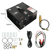 Compresseur d'air PCP TUXING portable avec convertisseur de tension intégré 220V/110V 12V 4500psi/300bar, jauge de température, pour paintball, chasse