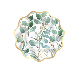 ชุดจานชามลายใบยูคาลิปตัสสีเขียวทอง DAMAI Sage Greenery สำหรับงานเลี้ยงวันเกิด จานกระดาษแบบใช้แล้วทิ้ง ผ้าเช็ดปาก - Product Image 3