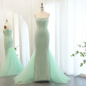 Cape de soirée sirène <span class=keywords><strong>en</strong></span> perles de cristal de luxe <span class=keywords><strong>vert</strong></span> sauge pour femmes élégante robe trapèze <span class=keywords><strong>en</strong></span> dentelle pour les mariages SZ431 - Product Image 2