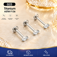 ASTM F136 Titanium Internal Thread Marquise Zircon Stud Hypoallergenic Nickel Free for Ear Lobe Cartilage Piercing Jewelry