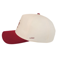 Gorra de golf de 5 paneles de alta calidad con logotipo bordado personalizado, visera curva roja, Snapback estructurado, estilo formal con etiqueta privada