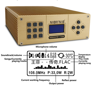 NIO-T35M 35W không dây <span class=keywords><strong>Mini</strong></span> <span class=keywords><strong>FM</strong></span> phát âm thanh 87.5-108MHz lossless Stereo trạm âm nhạc phát sóng 3-25km phạm vi Vàng điện - Product Image 4