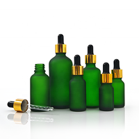 5ml-100ml tutup penetes bambu hijau Matte botol minyak esensial kaca beku bahu bulat