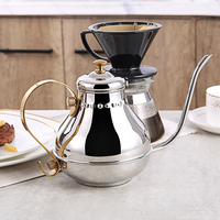 Bouilloire à café de luxe en acier inoxydable 304 avec bec étroit, cafetière 1000 ml, bouilloire à col de cygne