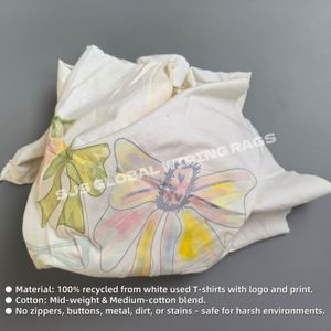 Chiffons en coton recyclé blanc imprimé, écologiques, doux et absorbants, pour le nettoyage industriel - Product Image 4