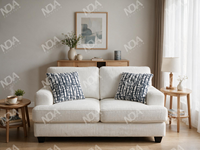 Ensemble de canapés en tissu de style américain avec pieds et coussins en bois massif, canapé de salon pour villa, appartement, salon