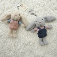 Porte-clés Lapin en Peluche de Coton Adorables avec Longues Oreilles et Salopette, Tailles Personnalisées, Tissu Doux pour Décorer Sacs et Clés, Cadeaux Mignons