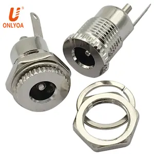 Onlyoa 5.5 Mm X 2.1 Mm Berlapis Nikel DC Power Jack Socket Female PANEL MOUNT Konektor DC-099 5.5*2.1 5.5X2.5 5.5X2.5 Dc099