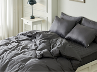 Housse de couette et taie d'oreiller en satin 100% coton, teintes, tissées unies, résistantes au rétrécissement, toucher doux, design personnalisé, pour la literie et les textiles de maison
